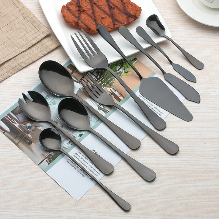 Black Stainless Steel Western Cutlery Spoon Set