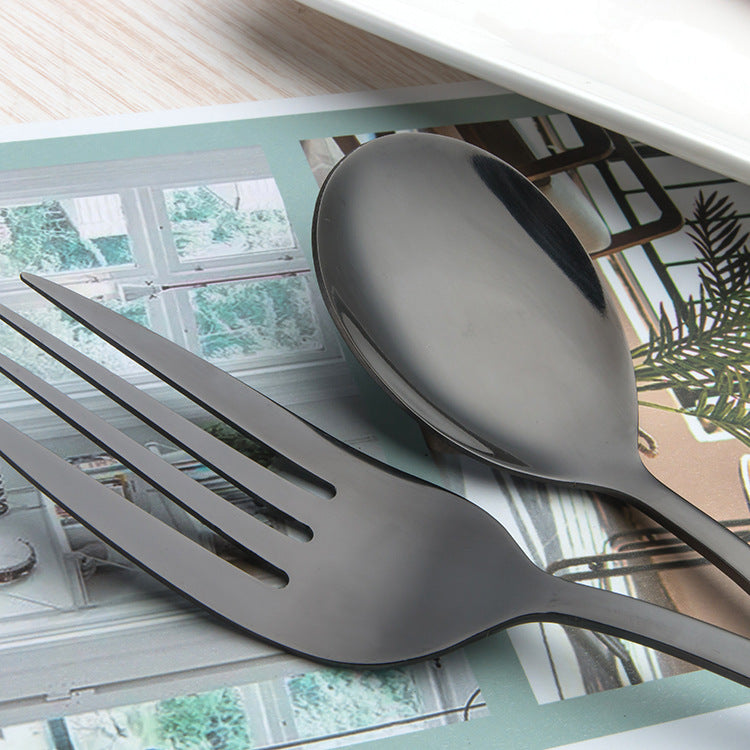 Black Stainless Steel Western Cutlery Spoon Set