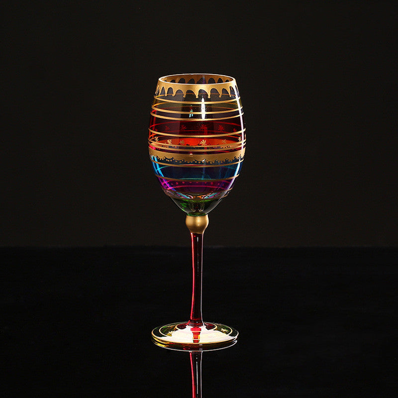 Stained glass tall wine glass