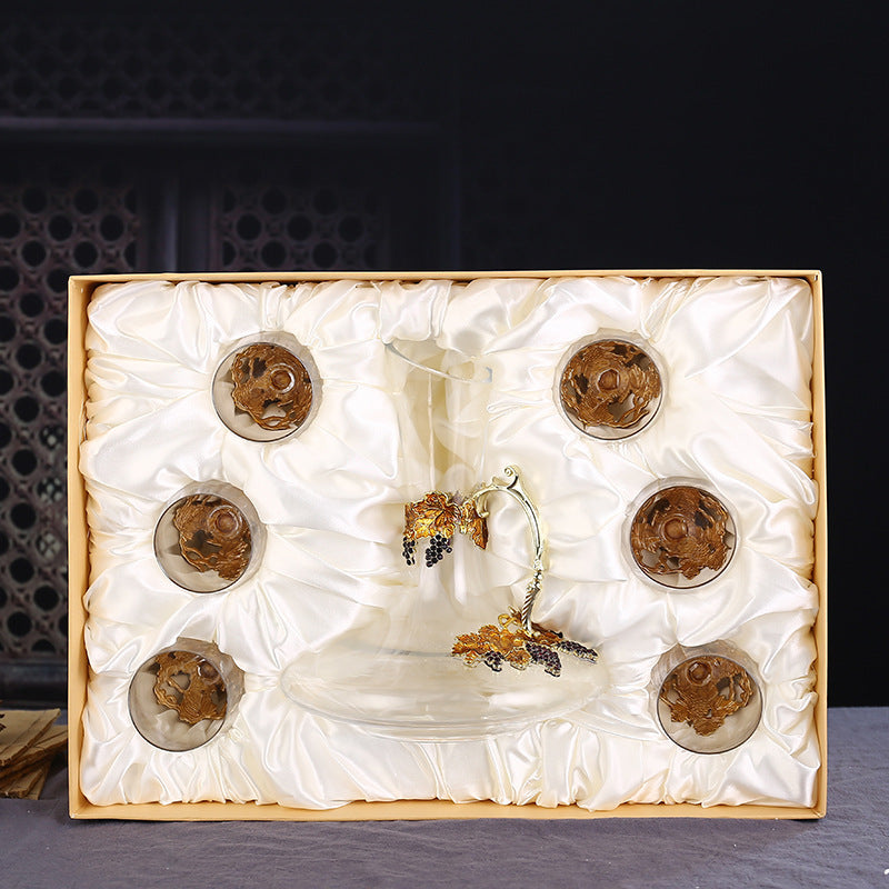 Enamel Red Wine Glass Decanter Set