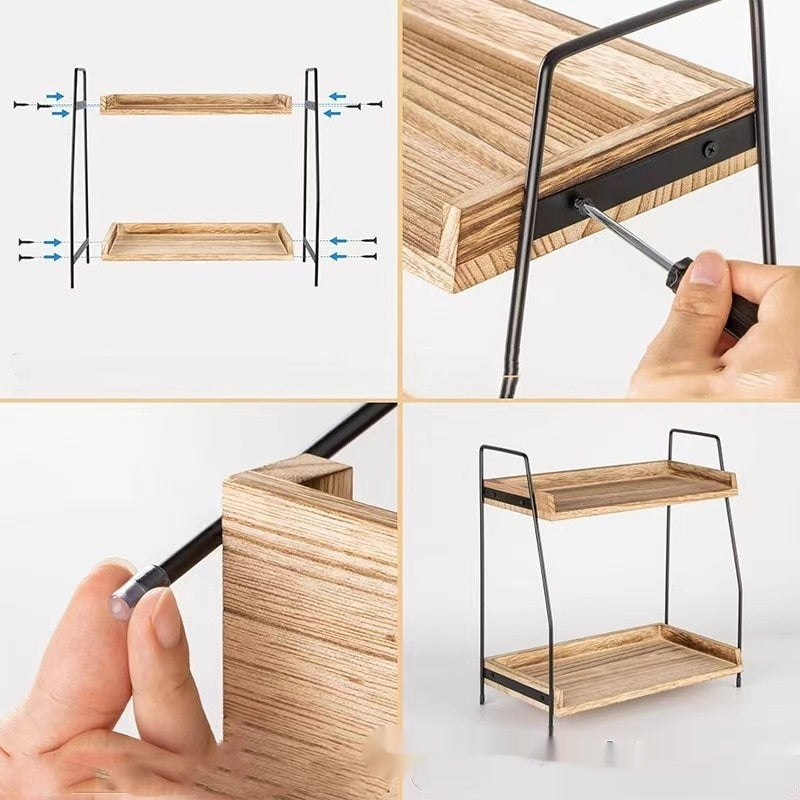 Wooden Kitchen Seasoning Storage Rack