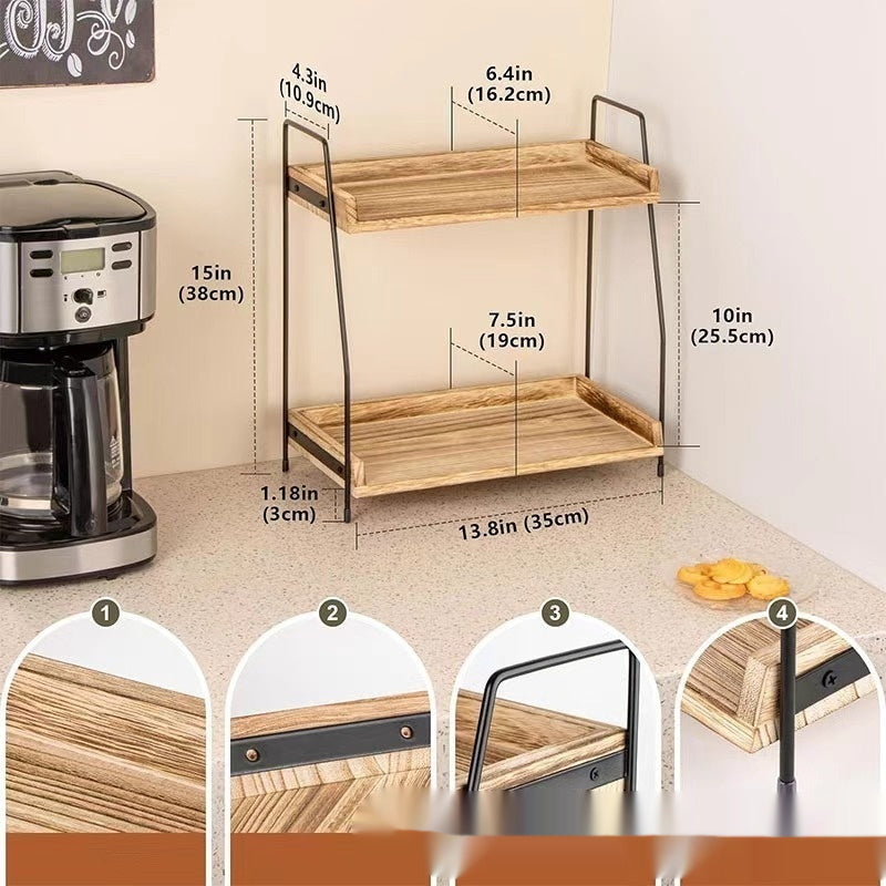 Wooden Kitchen Seasoning Storage Rack