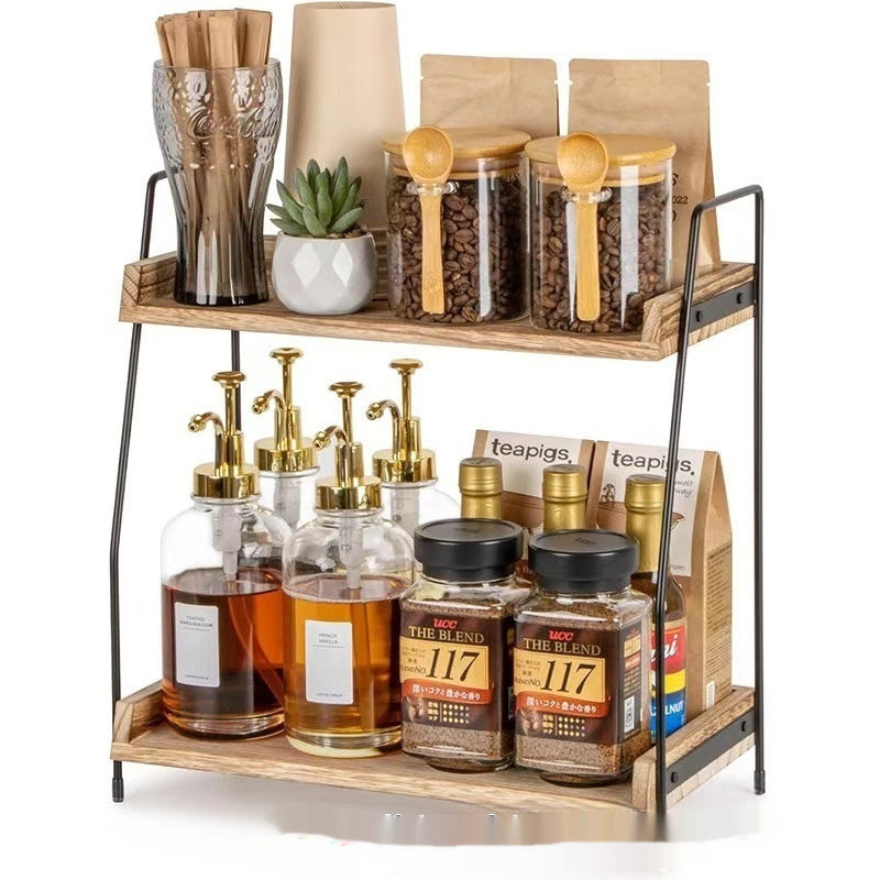 Wooden Kitchen Seasoning Storage Rack