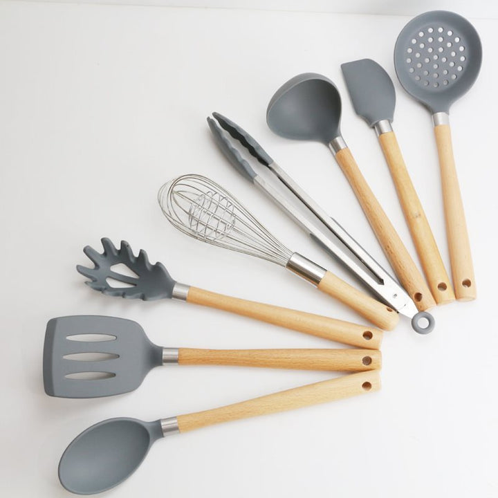Wooden Handle Silicone Kitchen Utensils