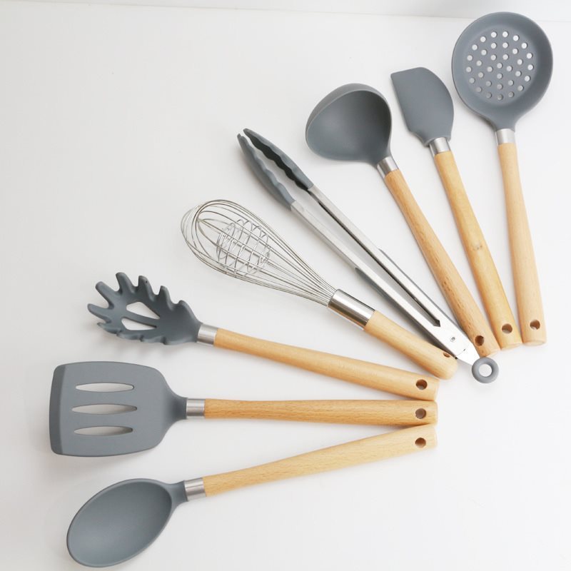 Wooden Handle Silicone Kitchen Utensils