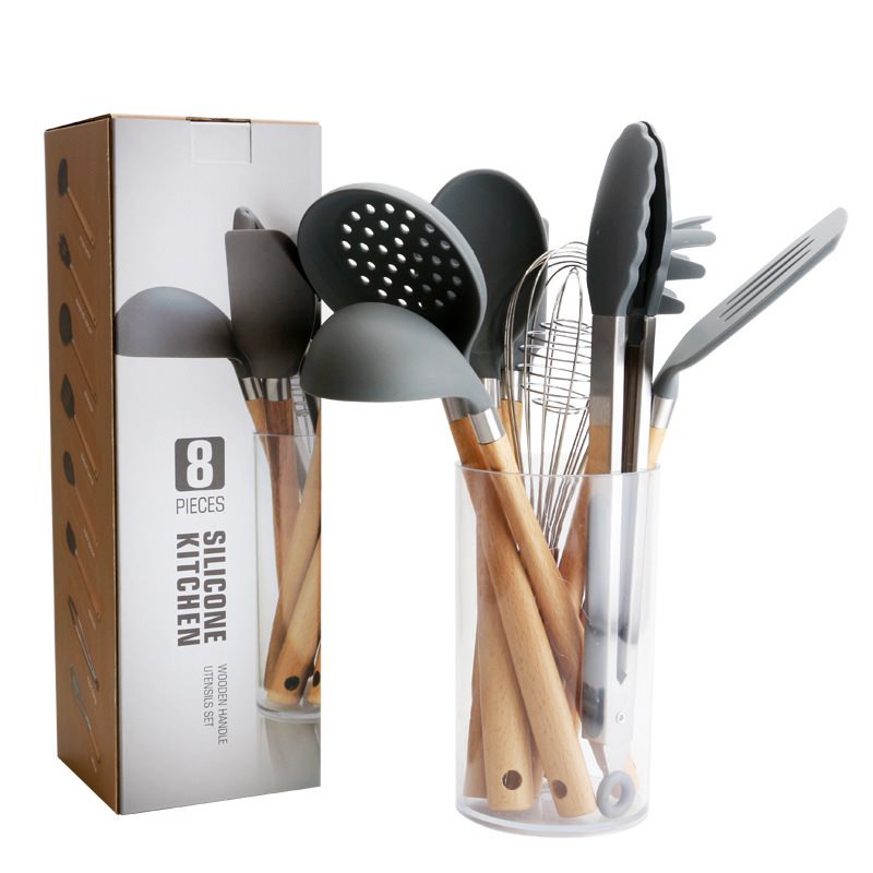 Wooden Handle Silicone Kitchen Utensils