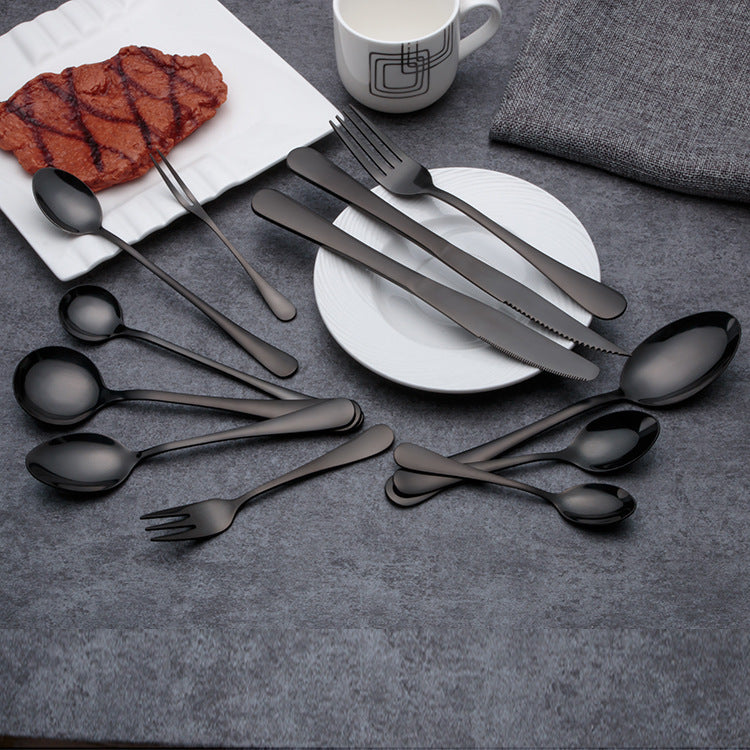 Black Stainless Steel Western Cutlery Spoon Set