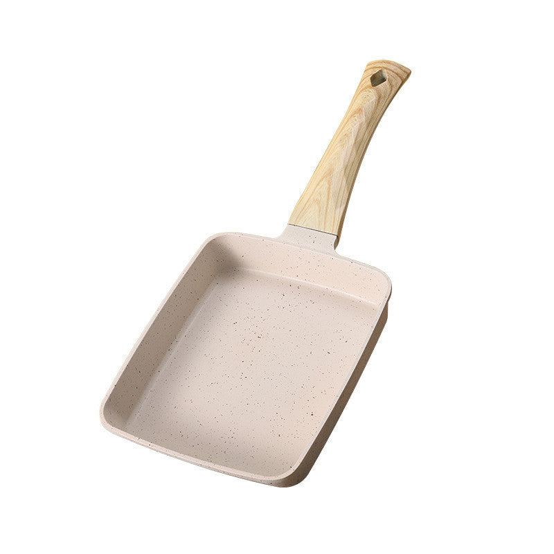 Nonstick Square Wooden Handle Frying Pan